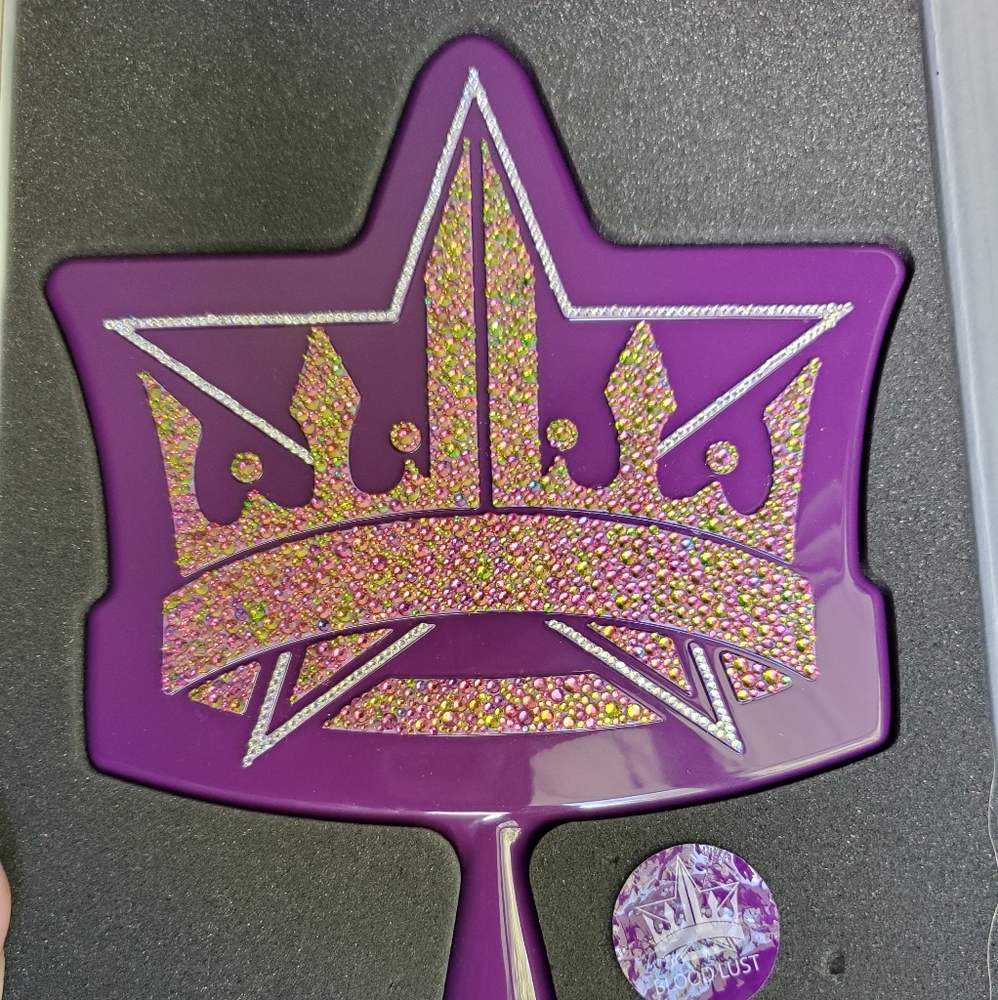 Blinged out Crown Jeffree Star hand mirror